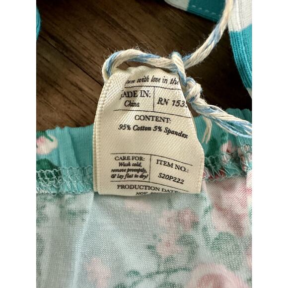 NWT Wildflowers La La Land Graceful Bubble Romper Blue Pink Floral Sleeveless 2 - Picture 7 of 7